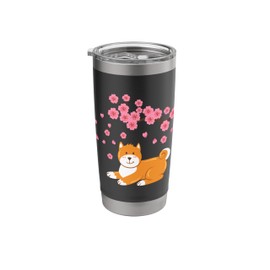 Shiba Inu Cherry Blossom Sakura Flower Japanese Kawaii Stainless Steel Insulated Tumbler