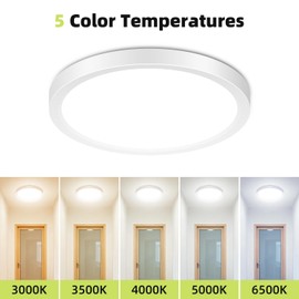 hepside Flush Mount Ceiling Light,15W 1800LM Ceiling Light Fixture,3000K/3500K/4000K/5000K/6500K Color Temperatures,7Inch Ultra-Thin Round White LED Ceiling Lights for Closet Bathroom Hallway Bedroom