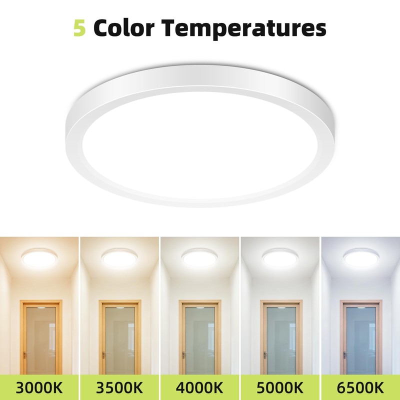 hepside Flush Mount Ceiling Light,15W 1800LM Ceiling Light Fixture,3000K/3500K/4000K/5000K/6500K Color