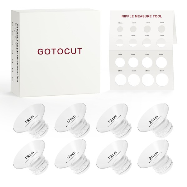 Gotocut 8PCS Flange Sizing Kit, 15/17/19/21mm Breast Pump Flange Inserts