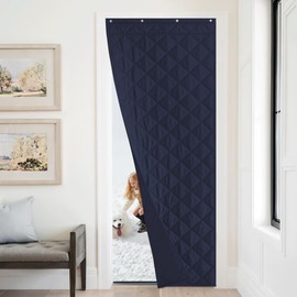 NICETOWN Insulated Door Curtain for French Door, Soundproof Door Cover Thermal Thick Door Curtain for Winter, Windproof Warm Durable Screen Door Shade, 34" Wide x 82" Long, Navy Blue, 1 Panel
