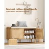 Akxomel Natural Rattan Shoe Storage Bench with Cushion, Entryway Shoe