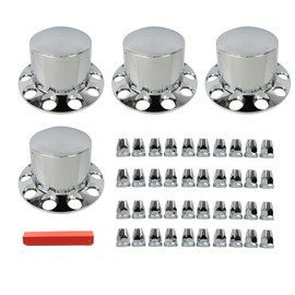 WFLNHB Chrome Rear Wheel Axle Hub Cover Kit Semi ABS 33mm Nut Covers Plastic Set of 4