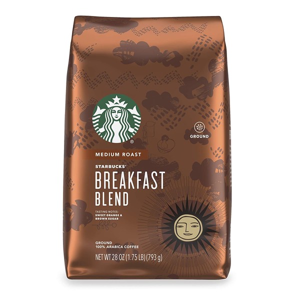 Starbucks Medium Roast Ground Coffee — Breakfast Blend — 100% Arabica — 1 bag (28 oz.)