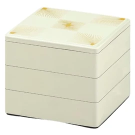 J-kitchens Made in Japan, Heavy Box, 3 Tiers, 5.0 Size, Color, White Matsuba Checkerboard, 5.9 x 5.9 x 5.2 inches (15.1 x 15.1 x 13.3 cm)