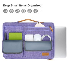 MOSISO 360 Protective Laptop Sleeve Compatible with MacBook Air/Pro, 13-13.3 inch Notebook, Compatible with MacBook Pro 14 inch M3 M2 M1, Side Open Bag with 4 Zipper Pockets&Handle, Purple