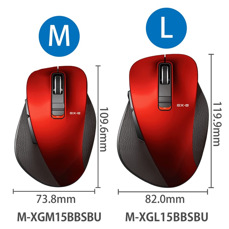 Elecom Wireless Mouse, Bluetooth EX-G, Extreme Grip, Quiet Design, 5