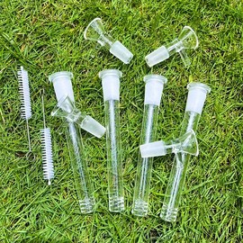 10 pcs Lab-Grade Borosilicate Glass 14mm Threaded Adapter with 4pcs Funnels and Glass Tubes, 2pcs Cleaning Brushes, Essential for Scientific Experiments in Labs, Homes and Kitchens, Includes Diffuser