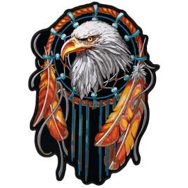 EAGLE DREAM CATCHER INDIAN EMBROIDERED PATCH | IRON ON OR SEW   6"x4"