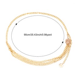 Honbay 2PCS Adjustable Multilayer Metal Waist Chain Alloy Belly Waist Link Belt Fashion Jeans Pants Dress Belts Metal Chain Belts Body Jewelry for Women - 2 Colors