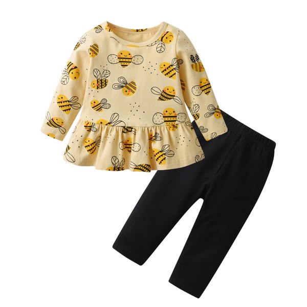 Derouetkia Baby Girl Clothes Cartoon Pattern Ruffle Long Sleeve Tops