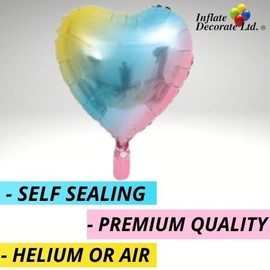 Inflate Decorate 18 inch Large Star Balloons Foil Baloons Helium or Air, 5 PACK (5pcs Rainbow Hearts)