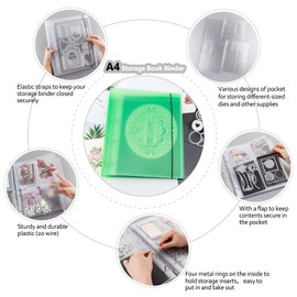 A4 4-Holes Round Ring View Binders Plastic Cover, Refillable Notebook Journal Binder File Folder, Loose Leaf Sheet Protector/DIY Scrapbooking/Binder Cover Protector (Green)