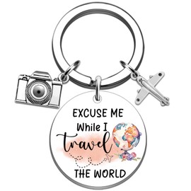SOJUWEL Funny Travel Gifts Keychains Travel Must Haves for Women Travel Lovers Sister Mom Best Friends Birthday Mothers Day Anniversary Graduation Travels Gifts for Her Travel Accessories Keyring