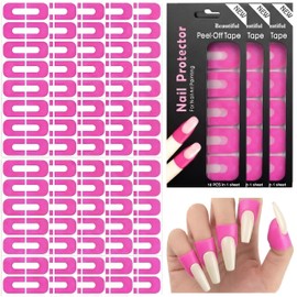 150 Pcs U Shape Nail Polish Protector Peel Off Tape, Pink