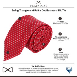 Trafalgar Men's Ewing Square and Polka Dot Business Silk Necktie, Red with