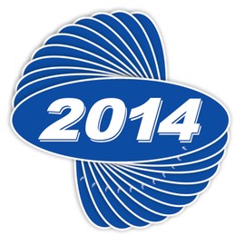 Versa-Tags Versa Tags 2014 Oval Model Year Car Dealer Window Stickers Proudly Made in The USA Versa Oval Model Windshield Year Stickers are Blue and White in Color Come Twelve (12) to A Pack