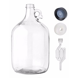 Home Brew Ohio 1 Gallon Jug W/TwinBubble Airlock,Polyseal Lid,38mm cap w/hole