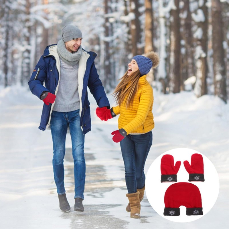 CHEUNGHAO 3 Pcs Couple Gloves - Thicken Fleece Mittens for