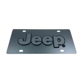 Jeep Black Outline Carbon Stainless Steel License Plate