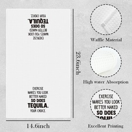 Tequila Gifts for Tequila Lovers Bartender Exercise Makes You Look Better Naked so Does Tequila Your Choice Funny Bar Towels Kitchen Towels Waffle Weave Tea Towels for Bar Kitchen Decor 14×23 Inches