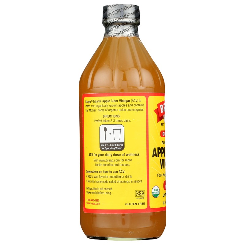 BRAGG VINEGAR APPLE CIDER UNF ORG, 16 OZ