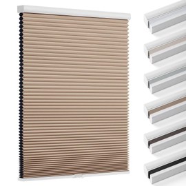 Changshade Blackout Blinds, Cordless Cellular Shades, Honeycomb Blackout Shades, Room Darkening Blinds, Pull Down Window Shades, Easy to Install Honeycomb Window Blinds, 34" W x 72" H, Light Brown