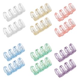 SAMCOS 12 PCS Binding Rings 4 Holes Loose Leaf Binder Rings Plastic Easy to Use Easy to Use for Binding Notebook/Calendar/File Book Making (Pink, Purple, Transparent, Yellow, Green, Blue)
