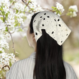 VOCOSTE 2 Pieces Crochet Bandanas Floral Pattern Hair Styling Decoration