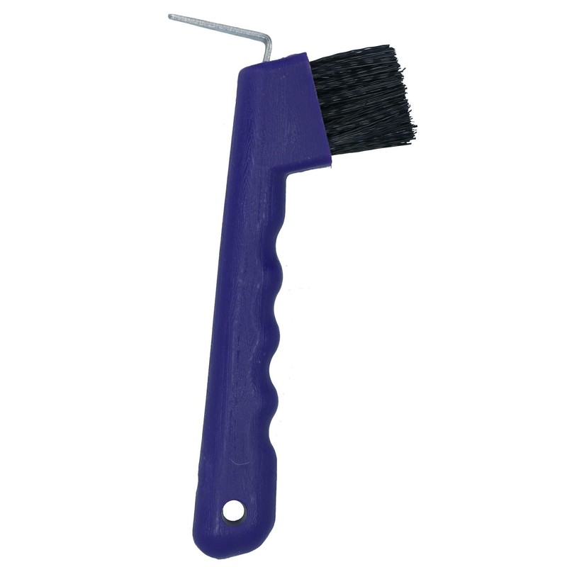 Durable Purple Horse Hoof Pick & Brush with Wave Grip