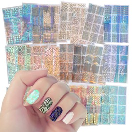 MWOOT Pack of 288 Nail Stickers Stencils, Nail Stickers, Vinyls, Nail Art Manicure Stencil, DIY Nail Stickers, 24 Sheets, 96 Designs