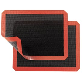 Hermerlee 2 PCS Perforated Silicone Baking Mat, Macaron Baking Sheet, Reusable & Non-stick Bakeware Mats for Cookies, Macarons, Bread and Pastry，16.5""x11.6"" (Type 1-2pcs), Red