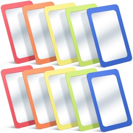 Dandat 10 Pcs Small Mirrors for Crafts Shatter Proof Mirror for Kids Toddler Mirror Round Corners Square Unbroken Mirror for School Classroom Bathroom (Warm Colors)