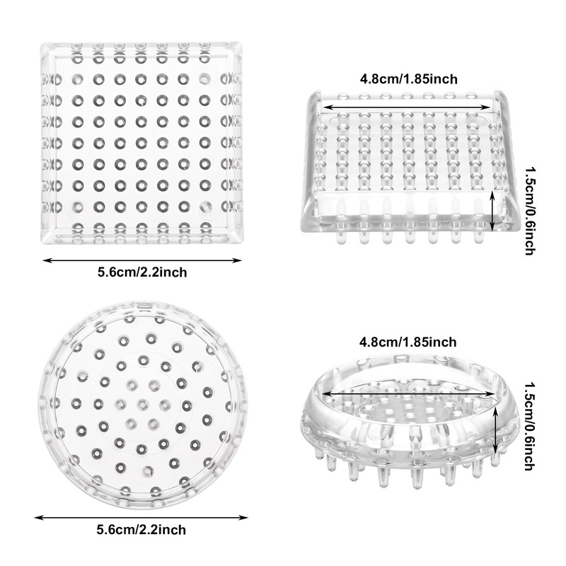 JJUNW 32Pcs Carpet Protector, Spiked Plastic Caster Cups Clear Round