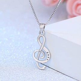 Music Note Gifts Necklace for Women Girls Musical Necklaces for Women Music Gifts for Daughter Christmas Birthday Gifts for Music Lovers 925 Sterling Silver Music Necklace