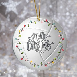 Evans1nism Volleyball Christmas Acrylic Ornament Sports Ball Christmas Round Ornament Sports Fan Sports Lover 3 Inch with Red String Holiday Xmas Christmas Tree Decoration for Lover