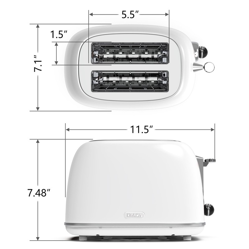 Toaster 2 slice,Retro Stainless Steel Toaster with 6 Settings, 1.5
