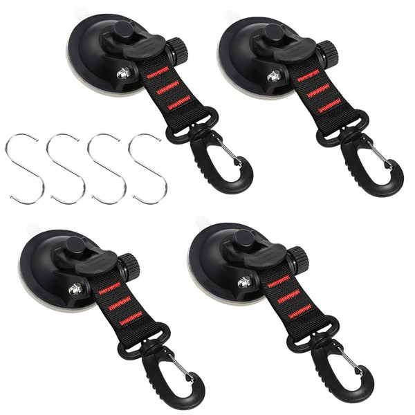 Abnaok Suction Cup Camping Set, 4 Pieces Suction Cup Hooks