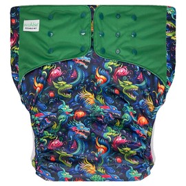 Adult Pocket Cloth Diaper 2.0: Reusable Incontinence Protection Briefs for Special Needs Teens, Men and Women (Large, Dragon)