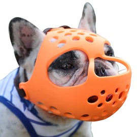 BARKLESS Short Snout Dog Muzzle, Soft Silicone Flat Faced Muzzle for French Bulldog Shih Tzu and Pug for Biting Chewing Licking and Grooming, Allows Panting