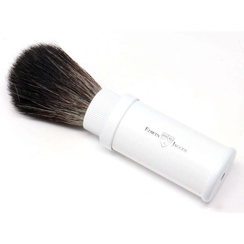 Edwin Jagger White Travel Shaving Brush (Black Synthetic)