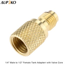 R134A Brass Adapter Fitting, 1/4" Male to 1/2" Female Refrigerant Tank Adapterr with Valve Core, Fits for AC Refrigerant System