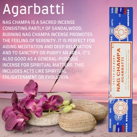 Satya Nag Champa Agarbatti Incense Sticks | x12 pack | with SAMASIA incense sticks holder | Used for Aromatherapy, Spa, Yoga, Weddings, Meditation, Healing, Positivity and Relaxation…