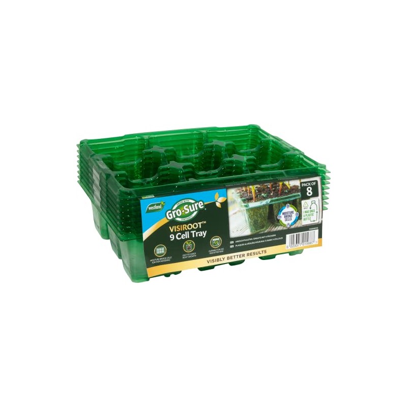 Gro-Sure 70200212 Visiroot 9 Cell 8pk Propagation kit, Green, 11.0