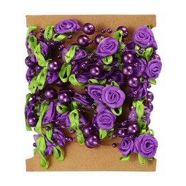 PATIKIL Rose Pearl String Beads, 16.4 Ft Artificial Pearl Wire Garland for Christmas Party DIY Craft Home Wedding Decorative, Purple