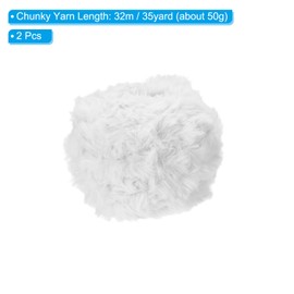 PATIKIL 35yds Faux Fur Yarn, 2 Skeins Fuzzy Yarn Crochet Fluffy Yarn Soft Chunky Polyester Plush Fur Eyelash for Crocheting Knit Blanket Rug Sweater Scarf Hat Bear Craft, White