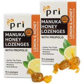P.R.I Manuka Honey and Propolis Lozenges, Soothing for Cough and Throat, MGO 300+, Lemon Flavour.