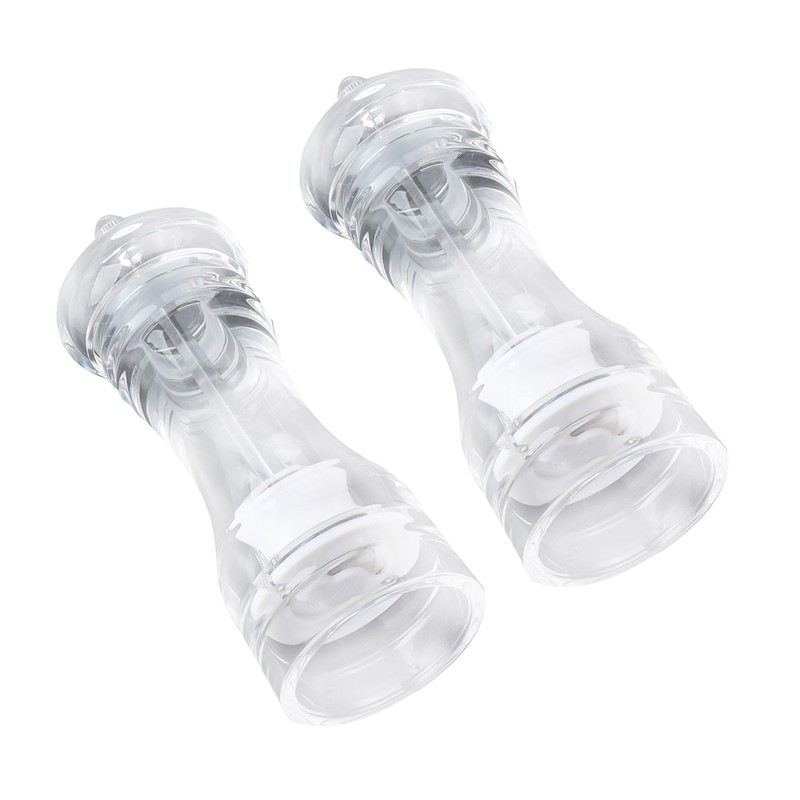 2Pcs Acrylic Manual Grinder Transparent Pepper Salt Mill Spice Jar