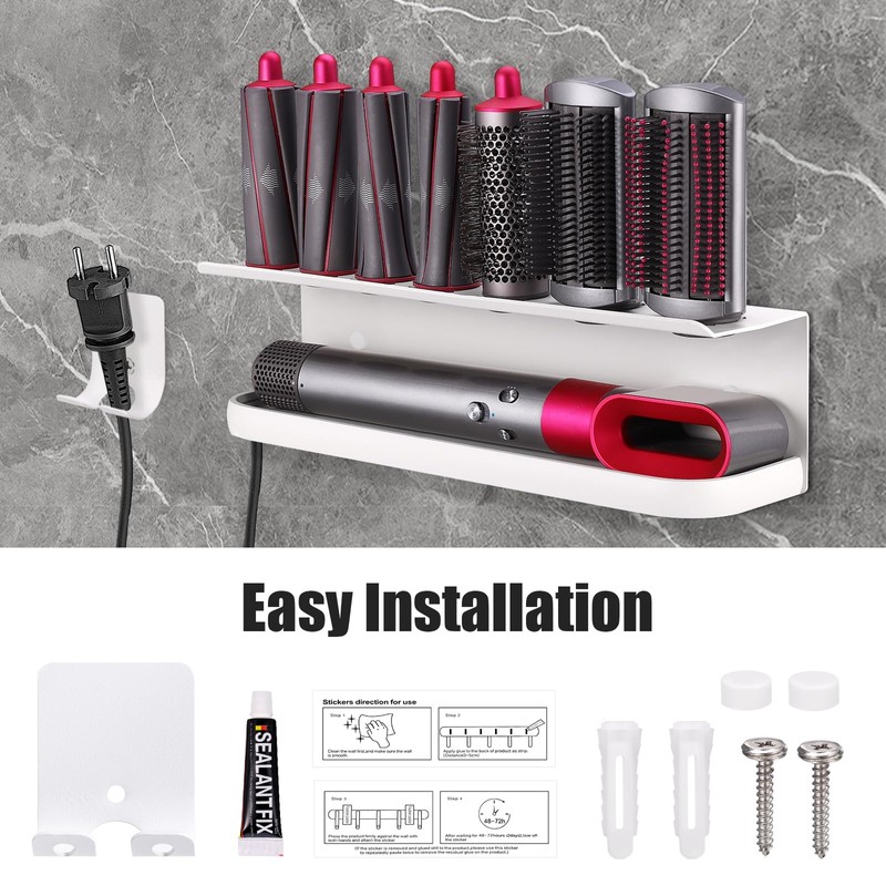 Zenymb Wall Mount Holder for Dyson Airwrap Styler, White Storage