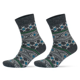 GoWith Vintage Alpaca Wool Socks for Men & Women, Thick Cozy Warm Alpaca-Merino Blend Socks, Soft Thermal Hiking Boot Socks, 2 Pairs, Gray, Small, 2057